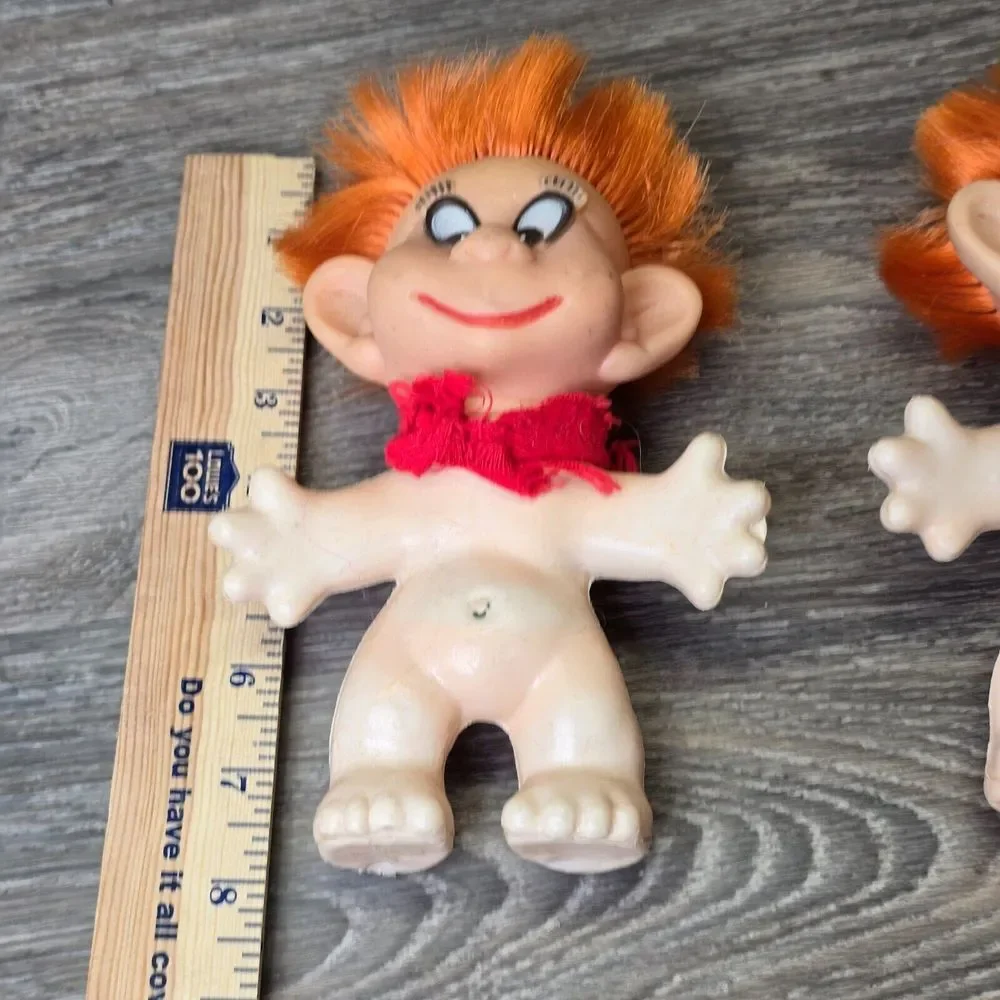 Vintage‎ Troll Doll 1968 LEFLEX Made in France Lot of 2 Norwegian Troll Fantasy